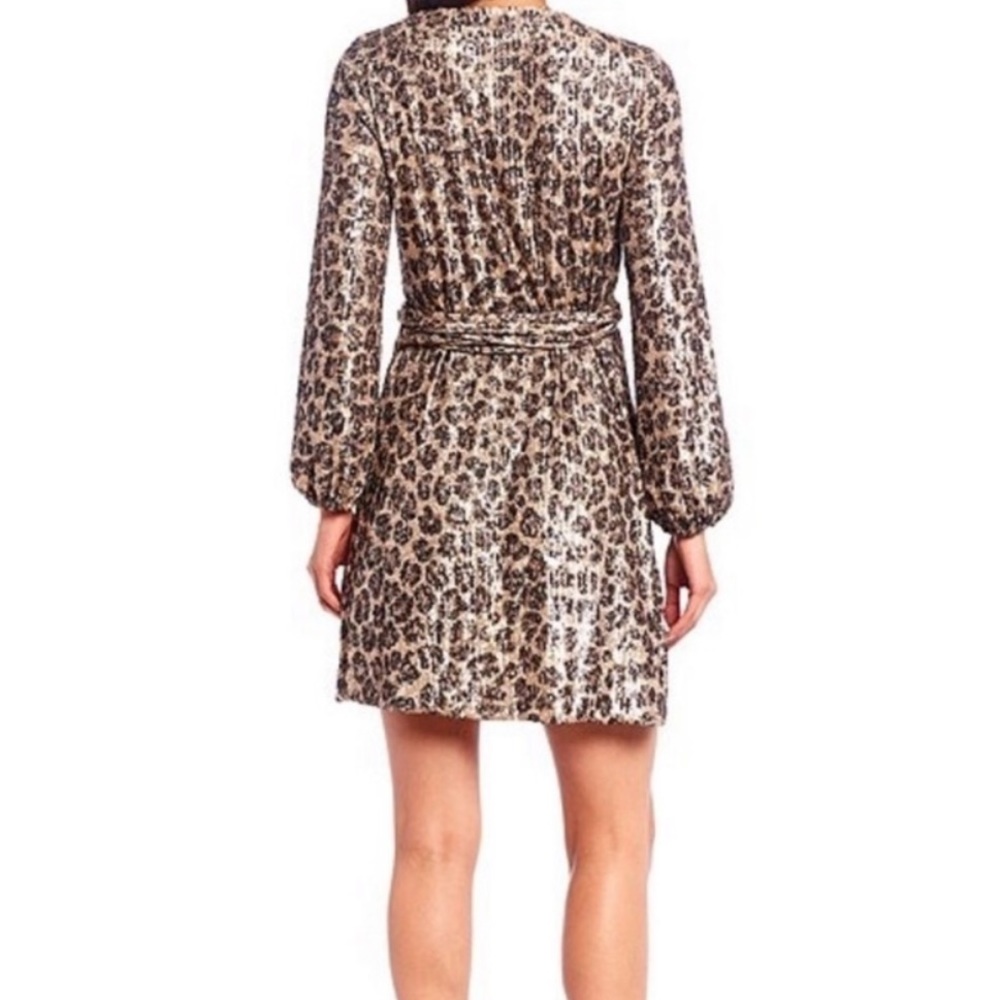 NWT Gianni Bini Leopard Sequin Wrap Dress - Picture 2 of 6